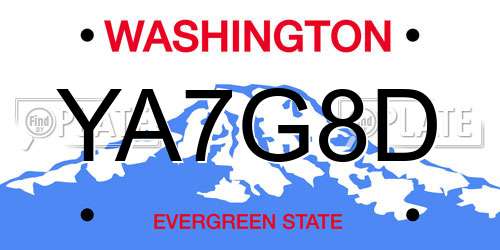 YA7G8D Washington License Plate