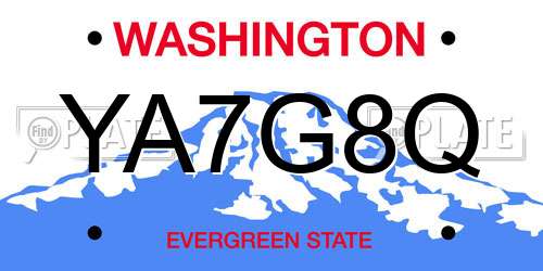 YA7G8Q Washington License Plate