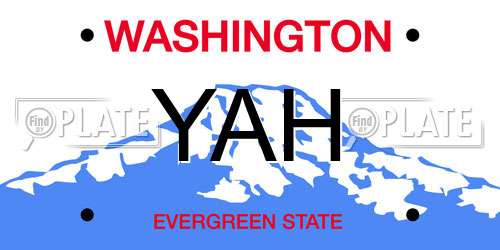 YAH Washington License Plate
