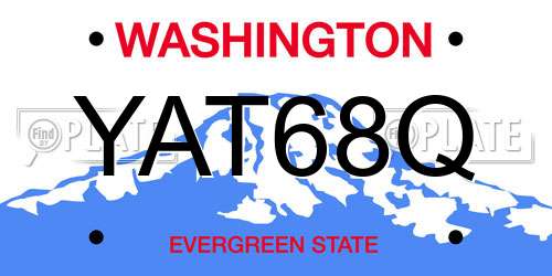 YAT68Q Washington License Plate