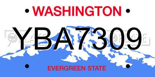 YBA7309 Washington License Plate
