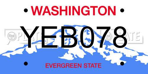 YEB078 Washington License Plate