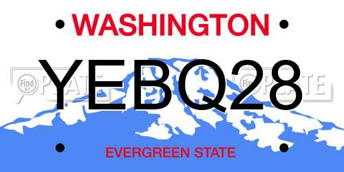YEBQ28 Washington License Plate