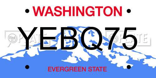 YEBQ75 Washington License Plate