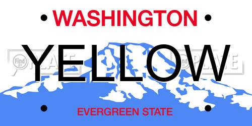 YELLOW Washington License Plate