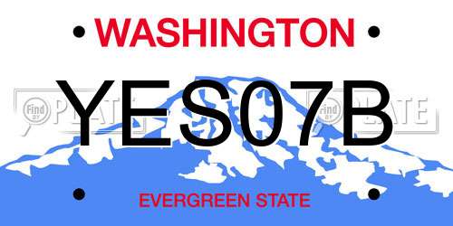 YES07B Washington License Plate