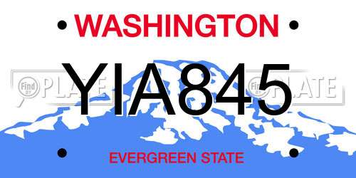 YIA845 Washington License Plate