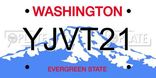 YJVT21 Washington License Plate