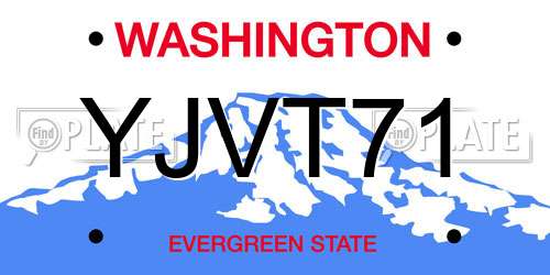 YJVT71 Washington License Plate