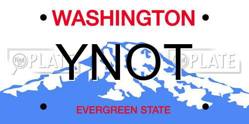 YNOT Washington License Plate
