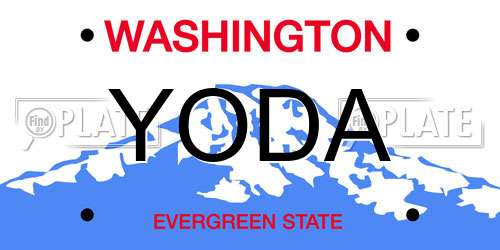 YODA Washington License Plate