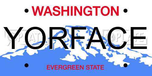 YORFACE Washington License Plate