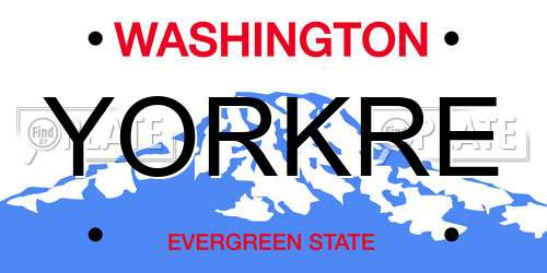 YORKRE Washington License Plate