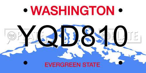 YQD810 Washington License Plate