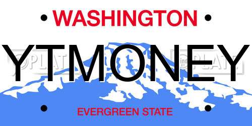 YTMONEY Washington License Plate
