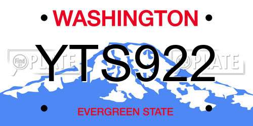 YTS922 Washington License Plate