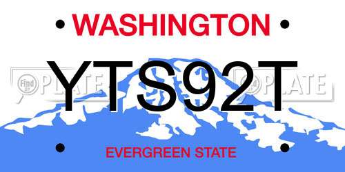 YTS92T Washington License Plate