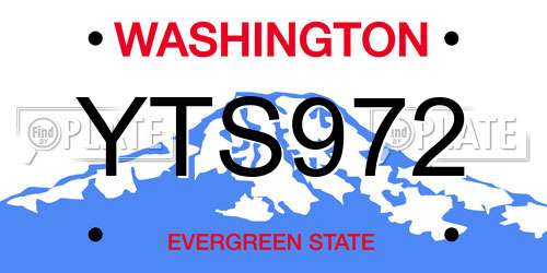 YTS972 Washington License Plate