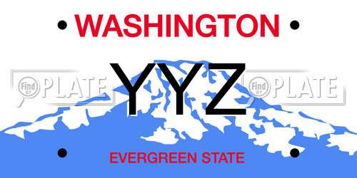 YYZ Washington License Plate