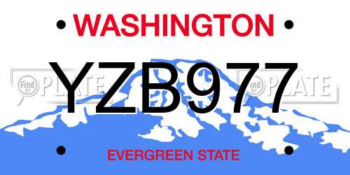 YZB977 Washington License Plate