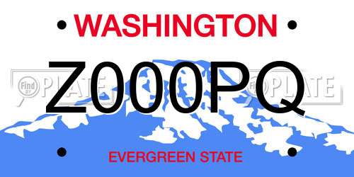 Z000PQ Washington License Plate