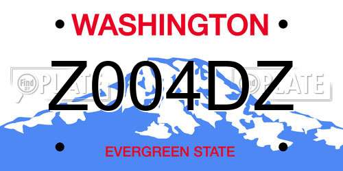 Z004DZ Washington License Plate