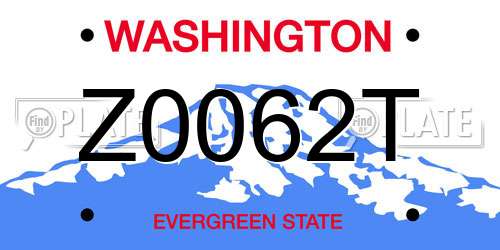 Z0062T Washington License Plate