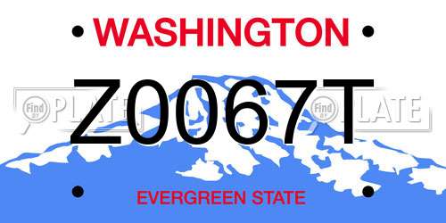 Z0067T Washington License Plate