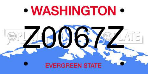 Z0067Z Washington License Plate
