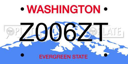 Z006ZT Washington License Plate