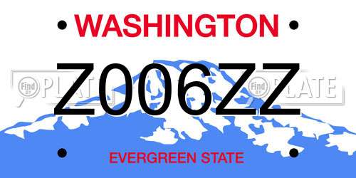 Z006ZZ Washington License Plate