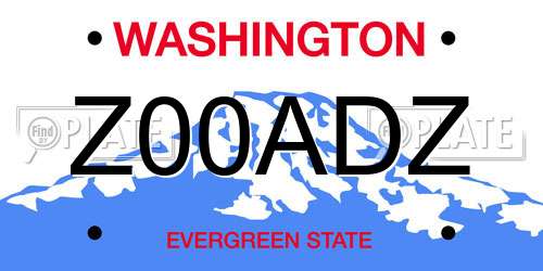 Z00ADZ Washington License Plate