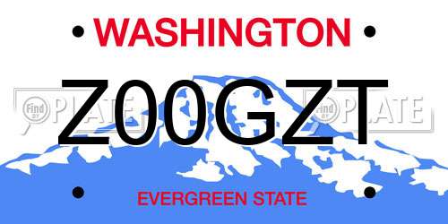 Z00GZT Washington License Plate
