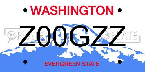 Z00GZZ Washington License Plate