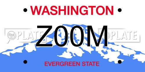 Z00M Washington License Plate