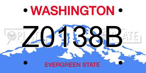Z0138B Washington License Plate