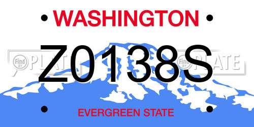 Z0138S Washington License Plate