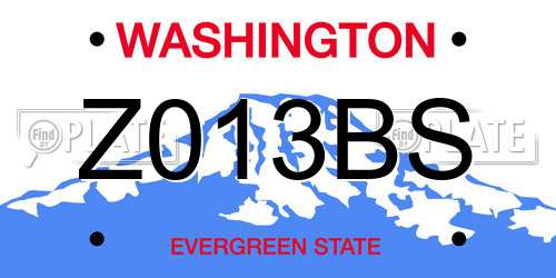 Z013BS Washington License Plate