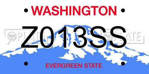 Z013SS Washington License Plate