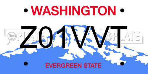 Z01VVT Washington License Plate