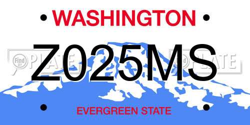 Z025MS Washington License Plate