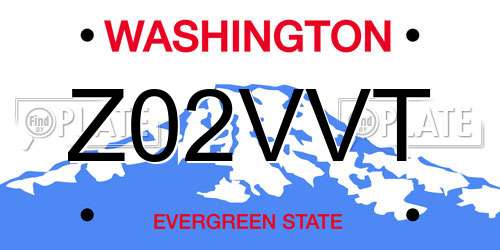 Z02VVT Washington License Plate