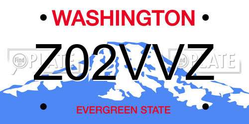 Z02VVZ Washington License Plate