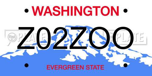 Z02ZOO Washington License Plate