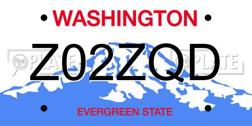 Z02ZQD Washington License Plate