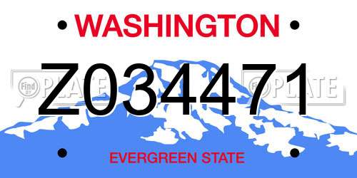 Z034471 Washington License Plate