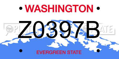 Z0397B Washington License Plate