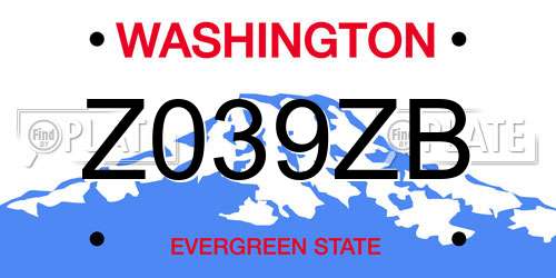 Z039ZB Washington License Plate