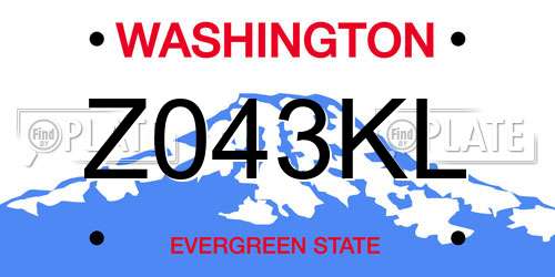 Z043KL Washington License Plate