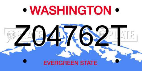 Z04762T Washington License Plate